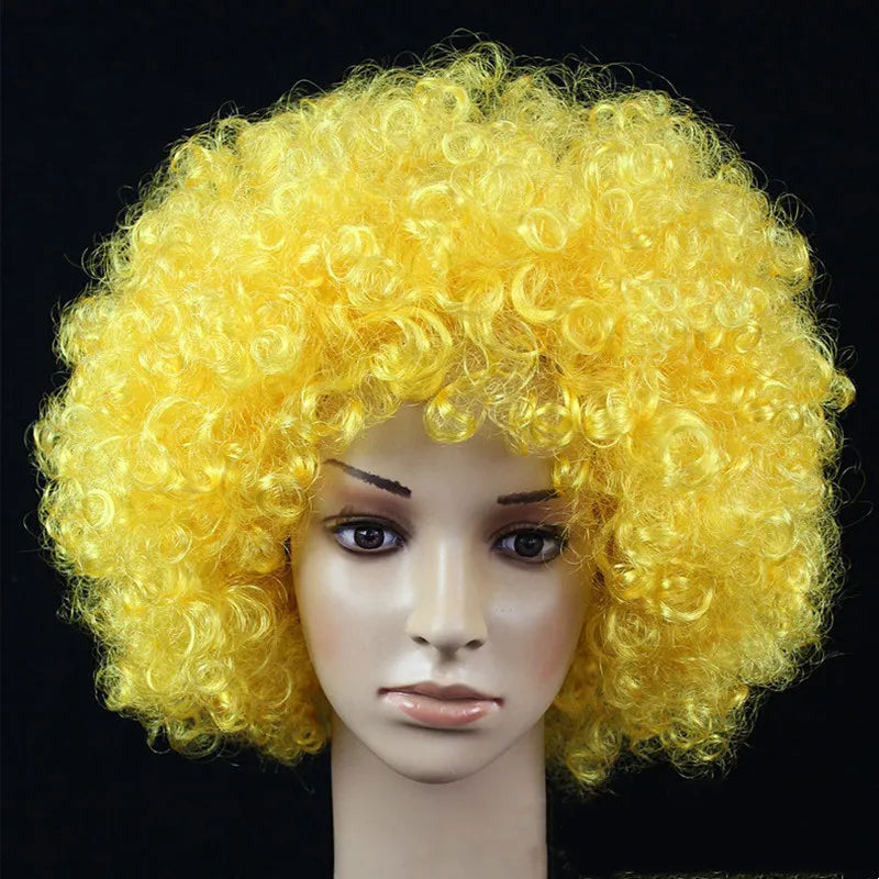 Funny Clown Afro Hairstyle Fluffy Explosive Head Wig Cosplay Dance Hairpiece Colourful Wavy Curly Round Explosion Hair Carnival