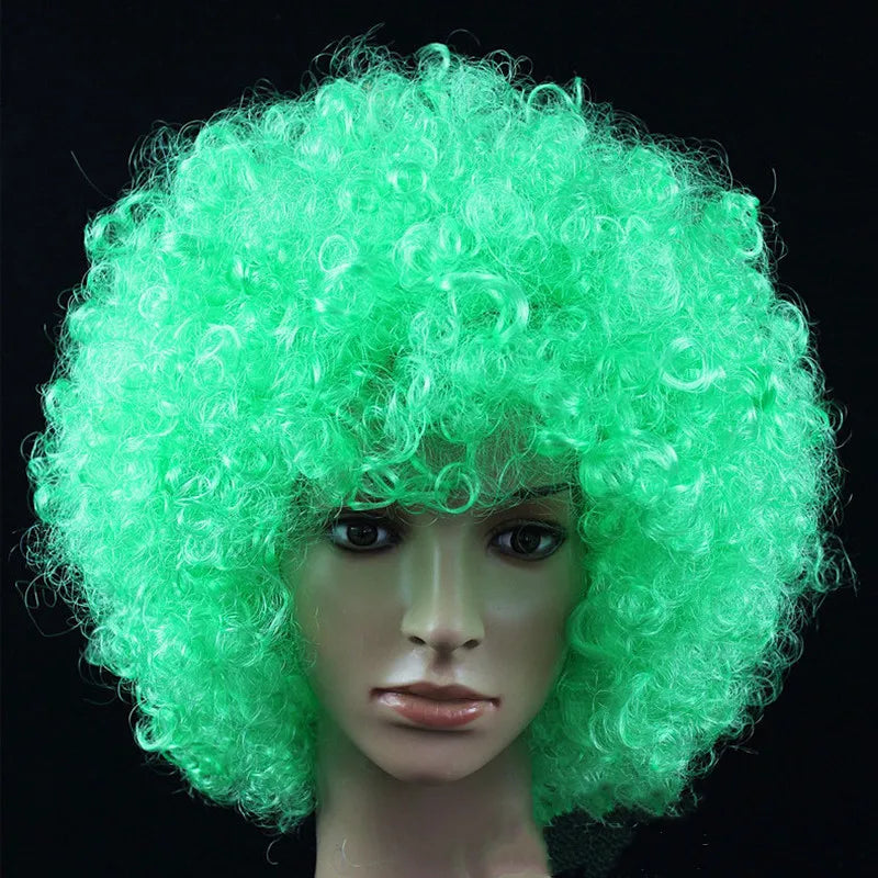 Funny Clown Afro Hairstyle Fluffy Explosive Head Wig Cosplay Dance Hairpiece Colourful Wavy Curly Round Explosion Hair Carnival