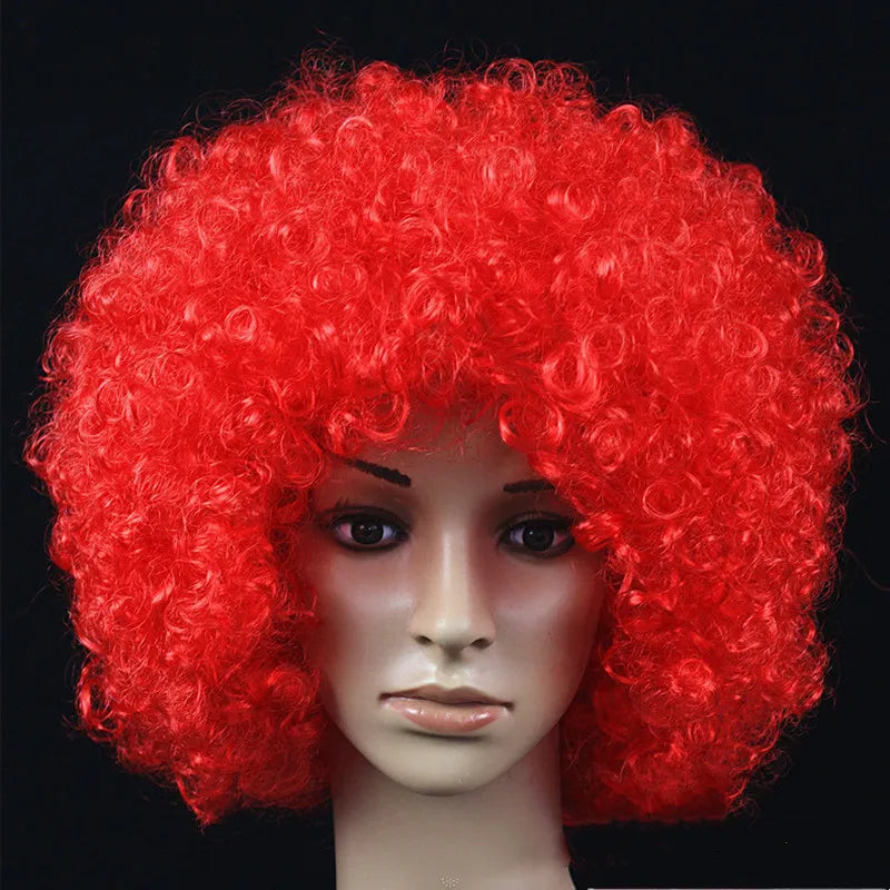 Funny Clown Afro Hairstyle Fluffy Explosive Head Wig Cosplay Dance Hairpiece Colourful Wavy Curly Round Explosion Hair Carnival