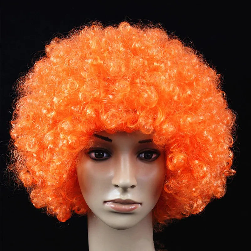 Funny Clown Afro Hairstyle Fluffy Explosive Head Wig Cosplay Dance Hairpiece Colourful Wavy Curly Round Explosion Hair Carnival