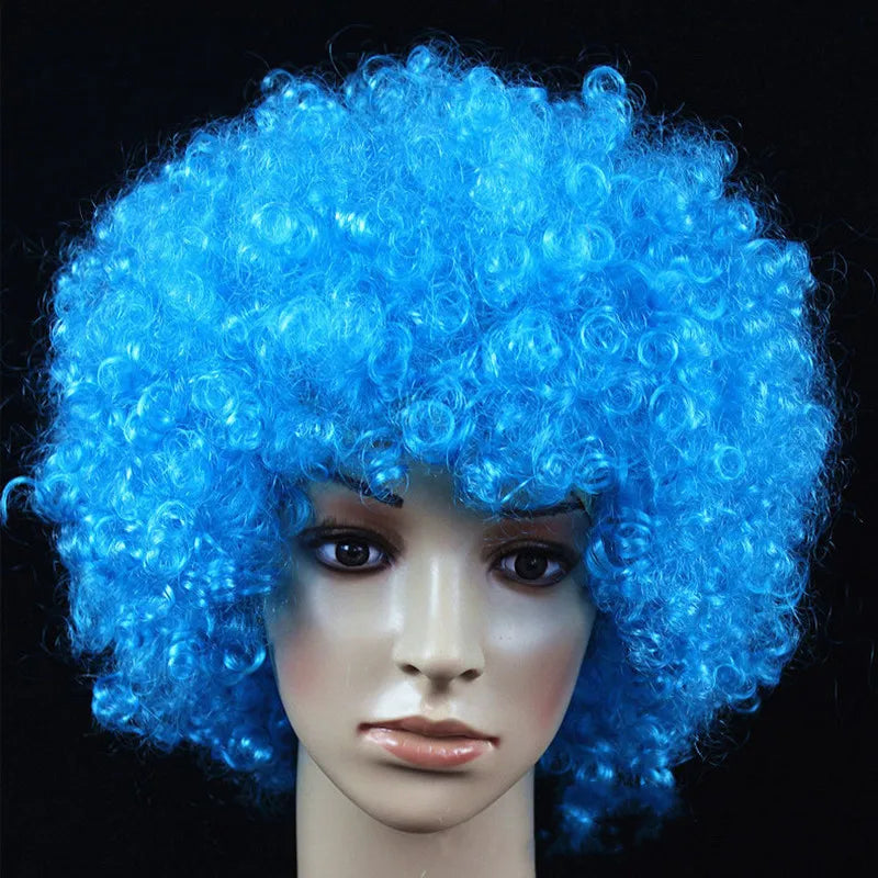 Funny Clown Afro Hairstyle Fluffy Explosive Head Wig Cosplay Dance Hairpiece Colourful Wavy Curly Round Explosion Hair Carnival