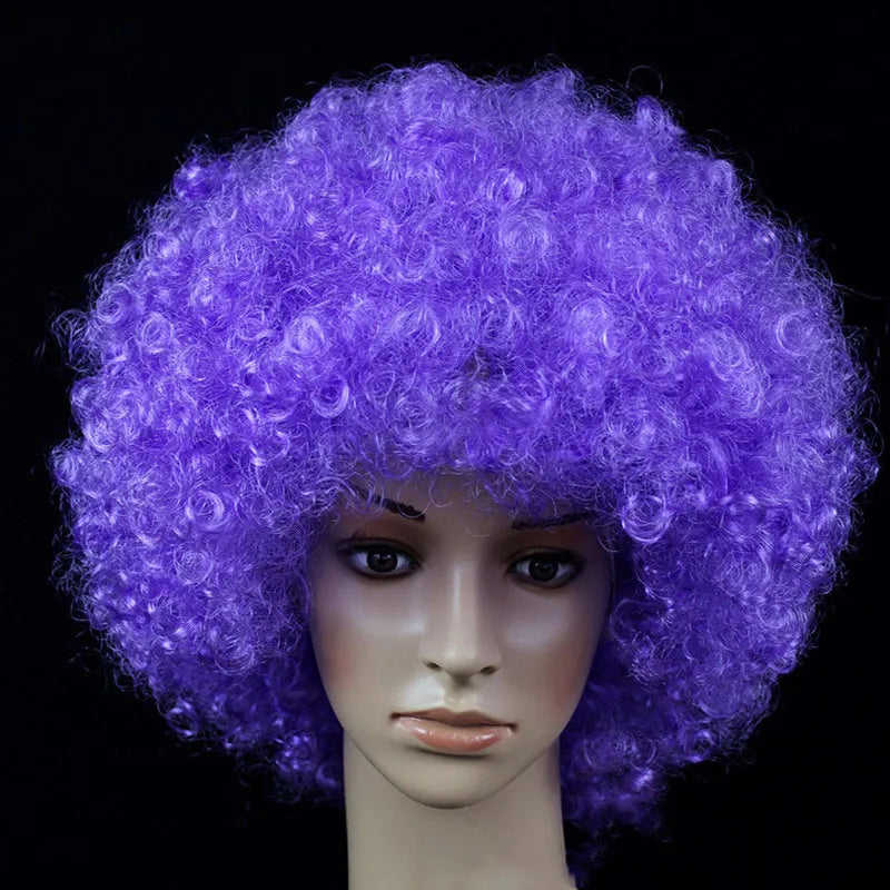 Funny Clown Afro Hairstyle Fluffy Explosive Head Wig Cosplay Dance Hairpiece Colourful Wavy Curly Round Explosion Hair Carnival