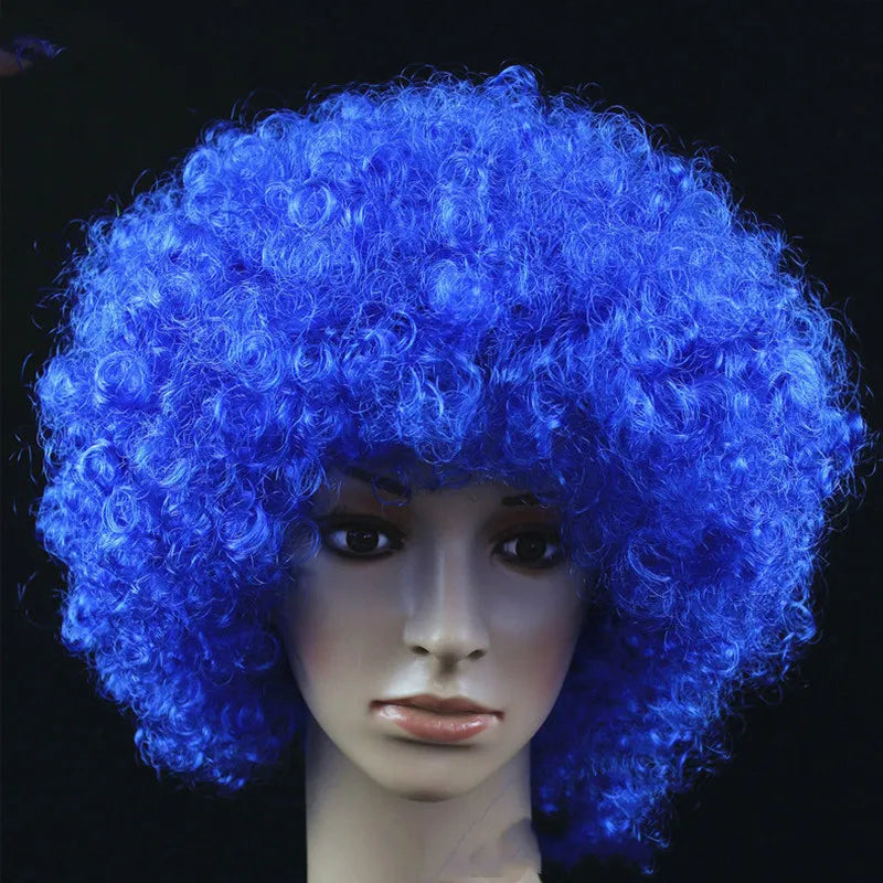 Funny Clown Afro Hairstyle Fluffy Explosive Head Wig Cosplay Dance Hairpiece Colourful Wavy Curly Round Explosion Hair Carnival