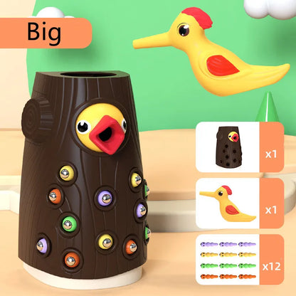 Intelligence Development Of Woodpecker Insect Catching Game Toy, Early Education Magnetic Fishing Toys for Children Kids Gifts