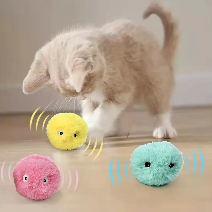 Interactive Ball Smart Cat Toys Plush Electric Catnip Training Toy Kitten Touch Sounding Pet Product Squeak Toy Ball