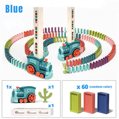 Kids Electric Domino Train Car Set With Sound & Light Automatic Laying Dominoes Blocks Game DIY Educational Toys For Children