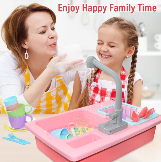 Kids Kitchen Sink Toys Simulation Electric Dishwasher Mini Kitchen Food Pretend Play House Toy Set Children Role Play Girl Toys