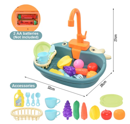 Kids Kitchen Sink Toys Simulation Electric Dishwasher Mini Kitchen Food Pretend Play House Toy Set Children Role Play Girl Toys