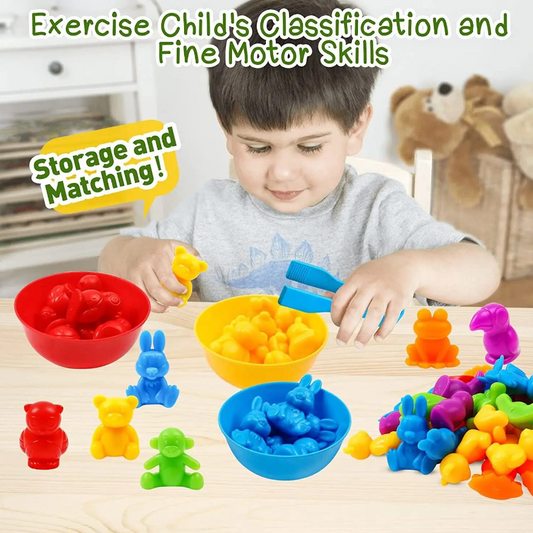 Kids Matching Game Learn Educational Toys Animal Cognition Rainbow Sort Fine Motor Training Montessori Sensory Puzzle Toy Gifts