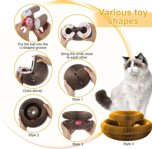 Magic Organ Cat Scratching Board Cat Toy with Ball Pet Cat Grinding Claw Cat Climbing Frame Magic Organ Pet Cat Play Scratch Toy