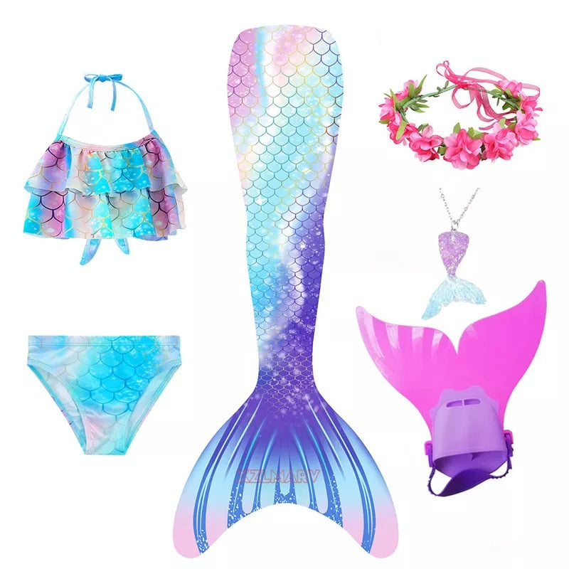 Kids Girls Swimming Mermaid Tail Mermaid Costume Cosplay Children Swimsuit