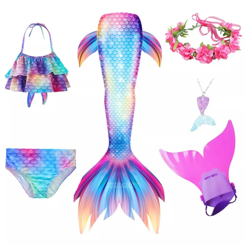 Kids Girls Swimming Mermaid Tail Mermaid Costume Cosplay Children Swimsuit