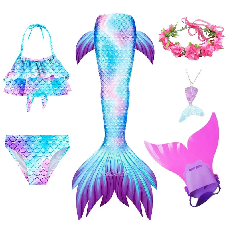 Kids Girls Swimming Mermaid Tail Mermaid Costume Cosplay Children Swimsuit