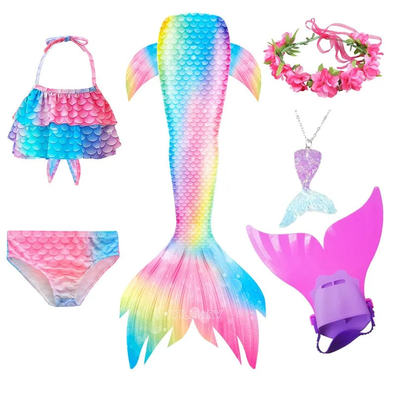 Kids Girls Swimming Mermaid Tail Mermaid Costume Cosplay Children Swimsuit