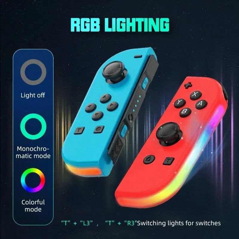 VILCORN Joy RGB LED 5.2 BT Switch L/R Joypad for Nintendo Switch/Lite/Oled Cons Joystick with Dual Vibration For PC