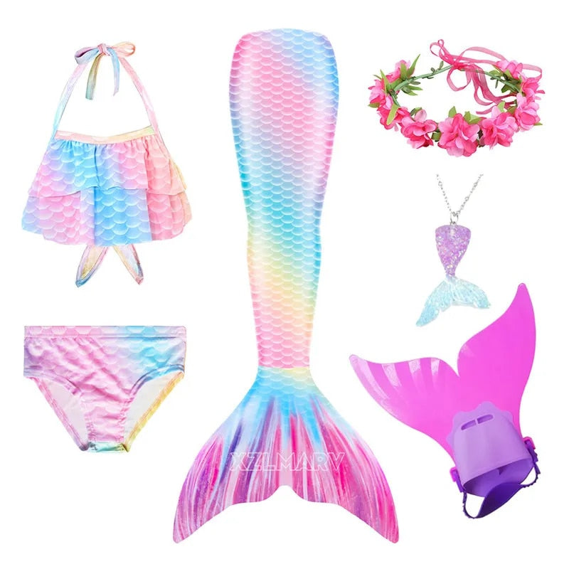 Kids Girls Swimming Mermaid Tail Mermaid Costume Cosplay Children Swimsuit