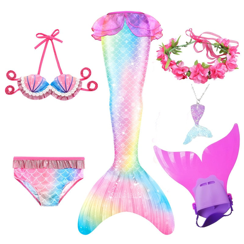 Kids Girls Swimming Mermaid Tail Mermaid Costume Cosplay Children Swimsuit