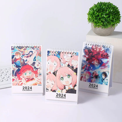 HOT Anime Demon Slayer SPY x Family 2024 New Year Table Calendar Anya Desk Calendar Agenda Organizer Planner Books