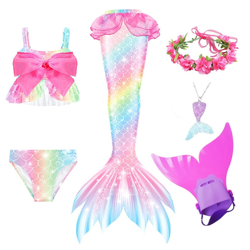 Kids Girls Swimming Mermaid Tail Mermaid Costume Cosplay Children Swimsuit