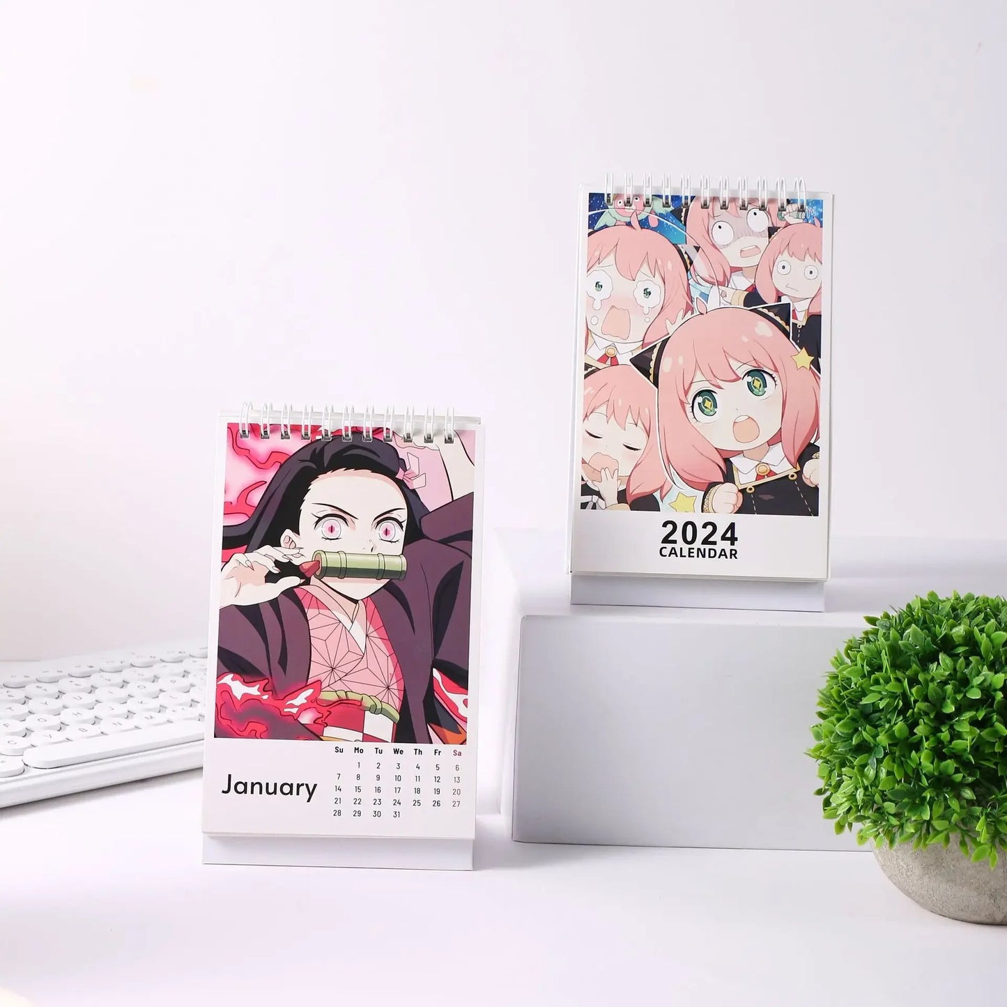 HOT Anime Demon Slayer SPY x Family 2024 New Year Table Calendar Anya Desk Calendar Agenda Organizer Planner Books