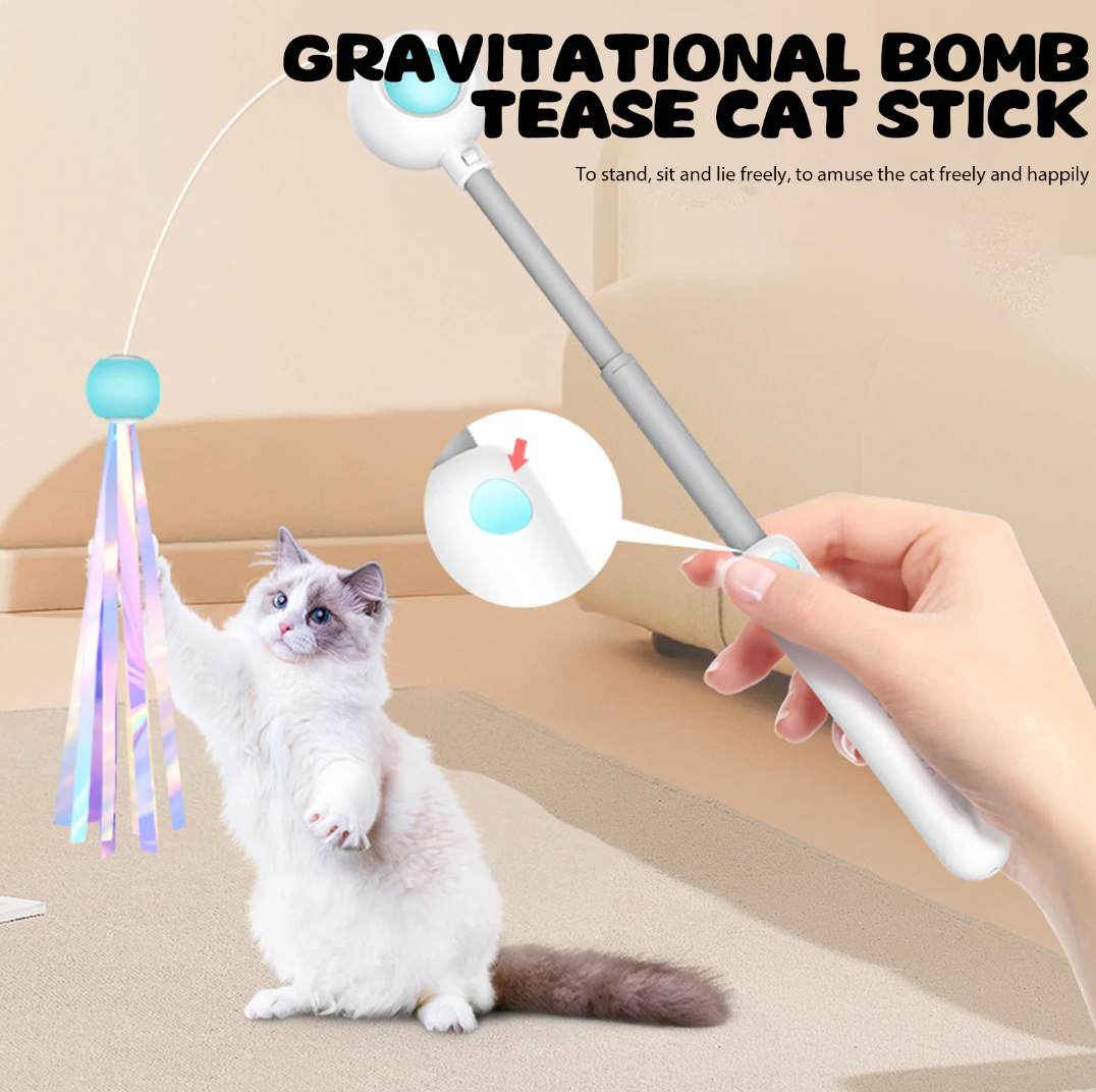 Telescopic Cat Stick Toy Tassel Cat Toys Teaser Wand Kitten Playing Laser Pen Pointer Toys Interactive Cat Toy Pet Cats Supplies