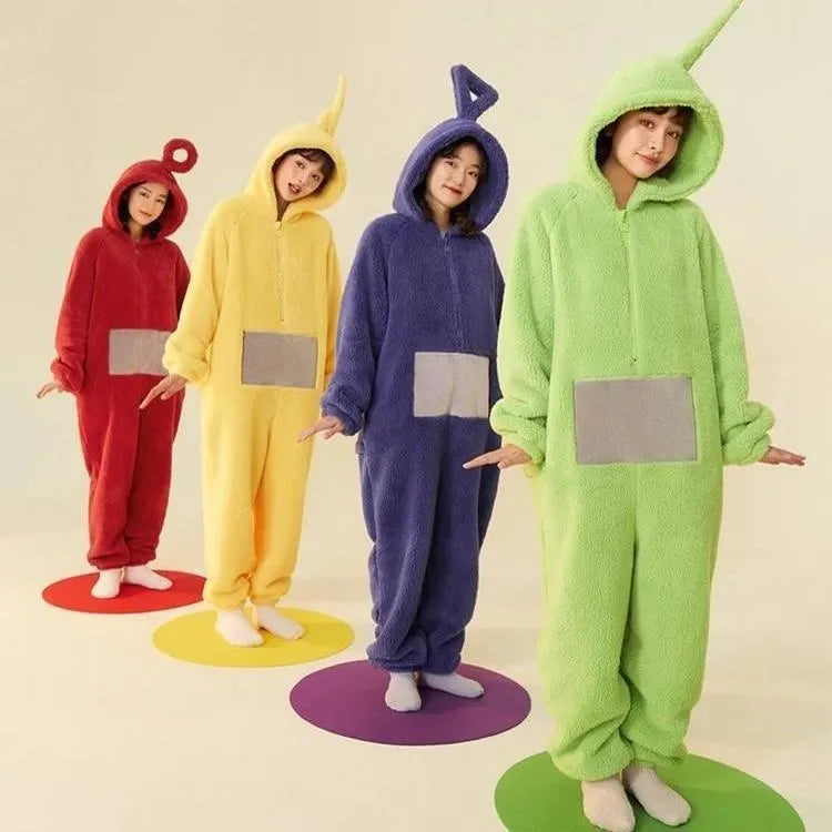 Unisex Party Wear Eletubbies Costumes Soft Long Sleeves Piece Pajamas Costume Home Clothes Cosplay Adult for Home Clothes