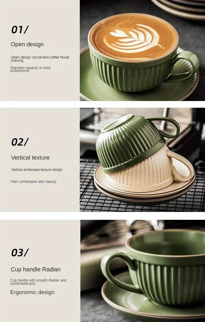 Olive green and lotus coffee cup