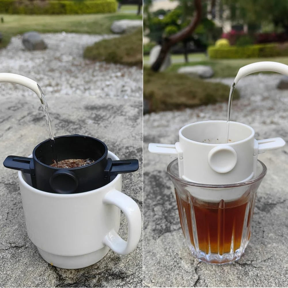 New Folding Hand Brewed Coffee Filter Coffee Dripper Cone for Drip Coffee and Tea with Stainless Steel Holder No Filter Paper