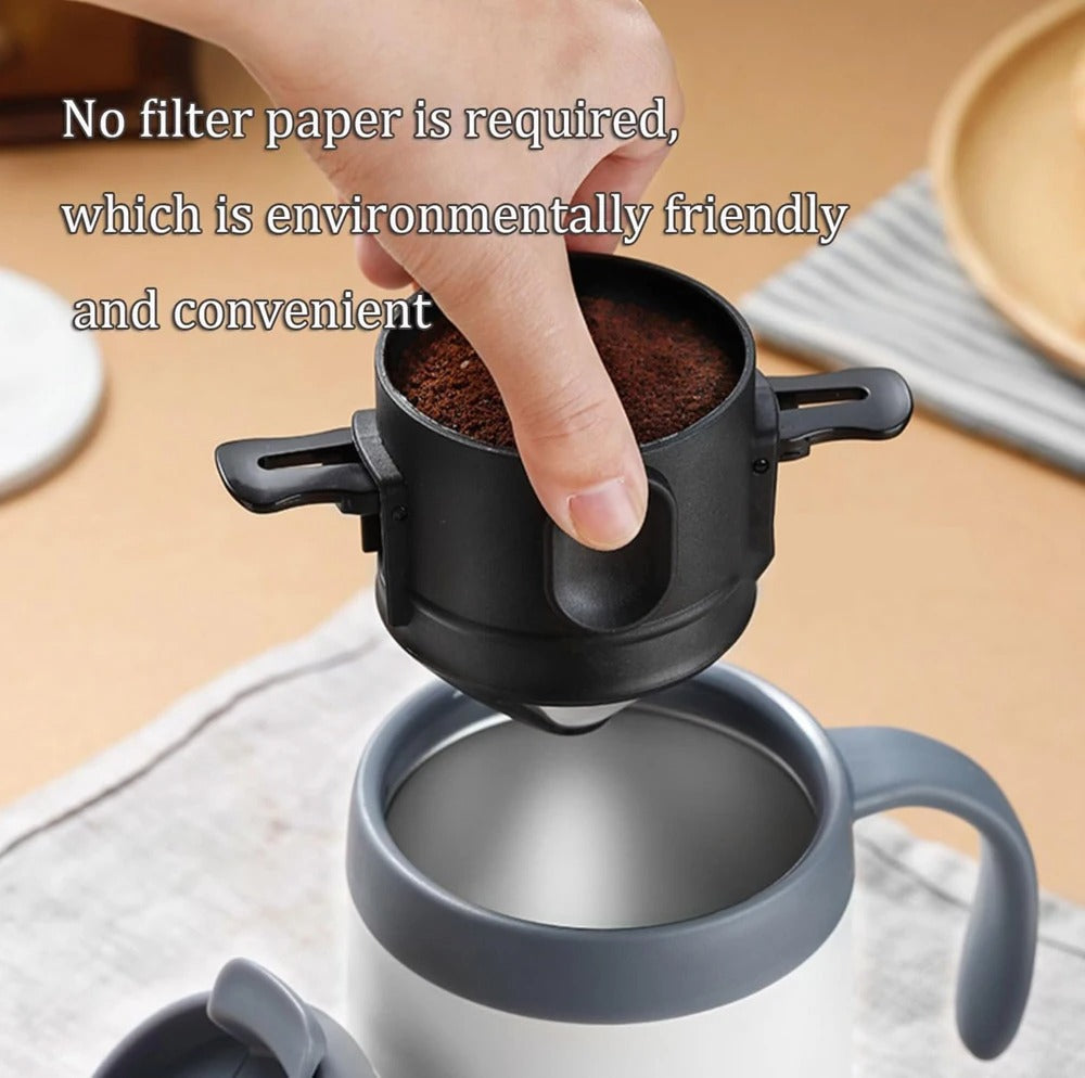 New Folding Hand Brewed Coffee Filter Coffee Dripper Cone for Drip Coffee and Tea with Stainless Steel Holder No Filter Paper