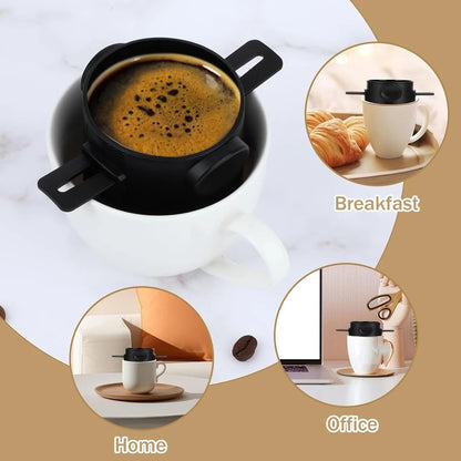 New Folding Hand Brewed Coffee Filter Coffee Dripper Cone for Drip Coffee and Tea with Stainless Steel Holder No Filter Paper