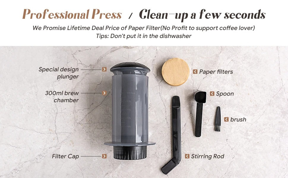 Espresso Portable Coffee Maker French Press Coffee Pot Kitchen Supplies for Aeropress Cafe Press Machine with Filter Paper Kit