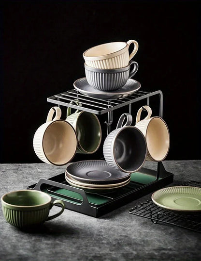 Olive green and lotus coffee cup