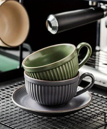 Olive green and lotus coffee cup