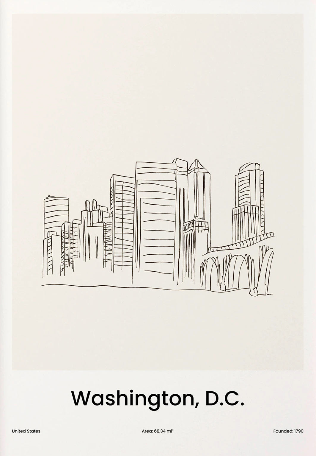 Minimalist Line Draw Travel City Map Poster Canvas