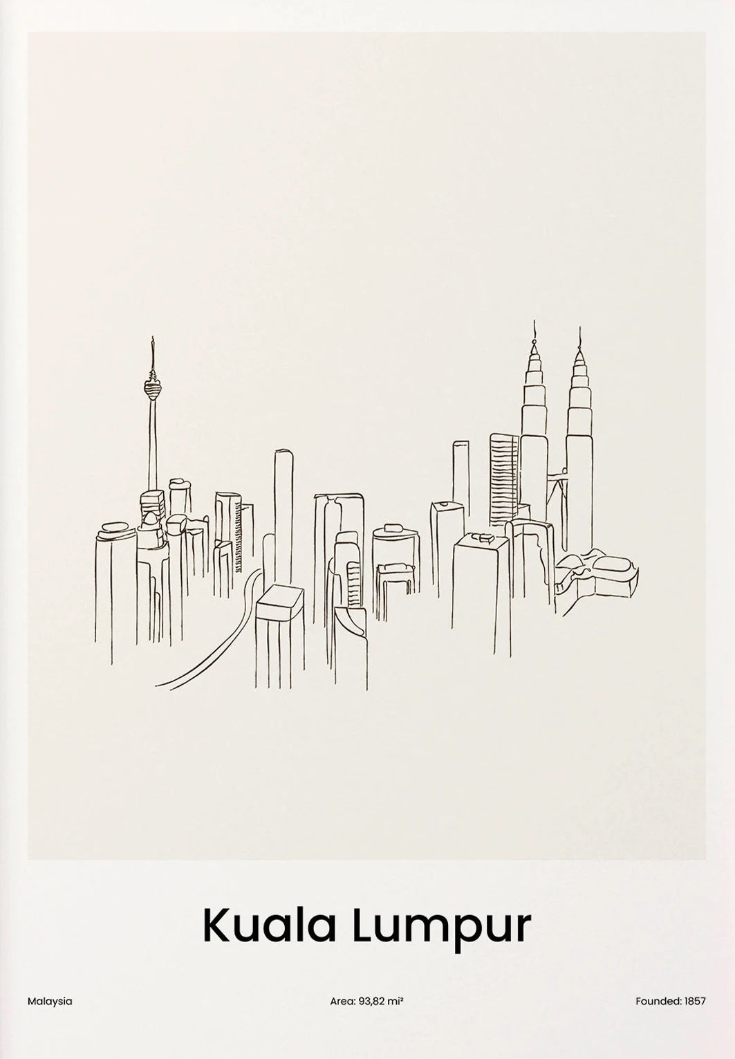 Minimalist Line Draw Travel City Map Poster Canvas