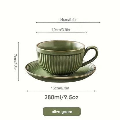 Olive green and lotus coffee cup