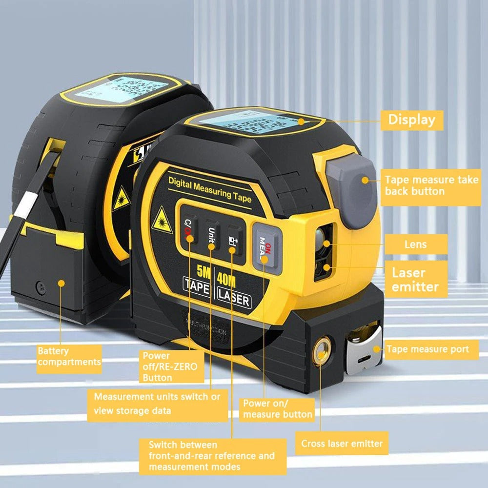 Laser Distance Meter Measuring Laser Tape Measure Digital Laser Rangefinder Digital Electronic Roulette Stainless 5m Tape Ruler