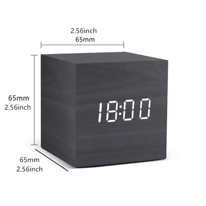 Wooden LED Alarm Clock | Square Digital