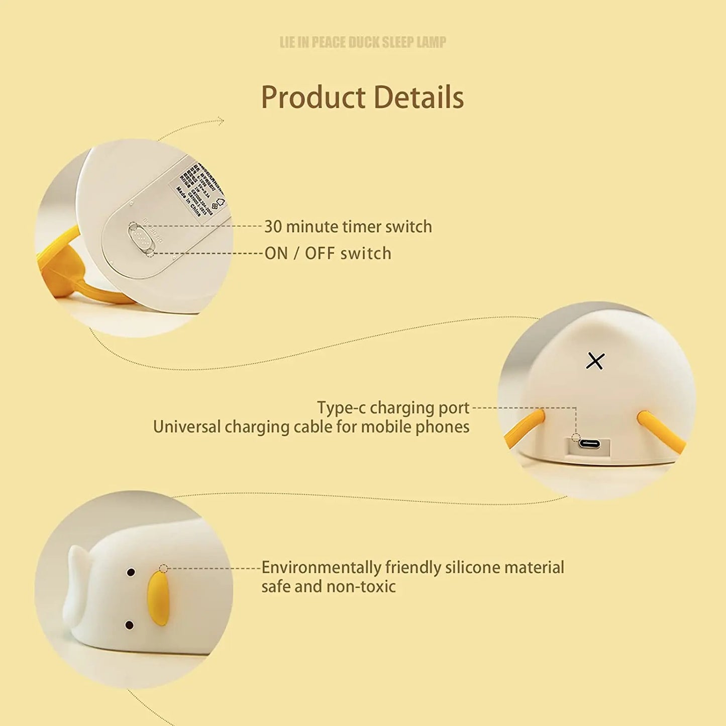 LED Duck Night Light USB Rechargeable