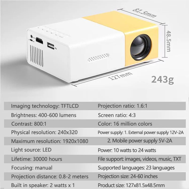 YG300 Smart Projector LED HD Projetor